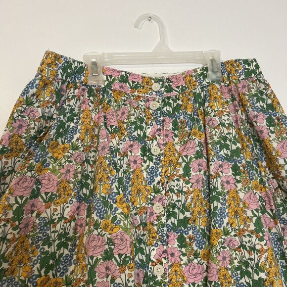 COPY - J Crew Liberty Fabric Midi Skirt Button Up Floral Walk Print Size 14 - Picture 3 of 16